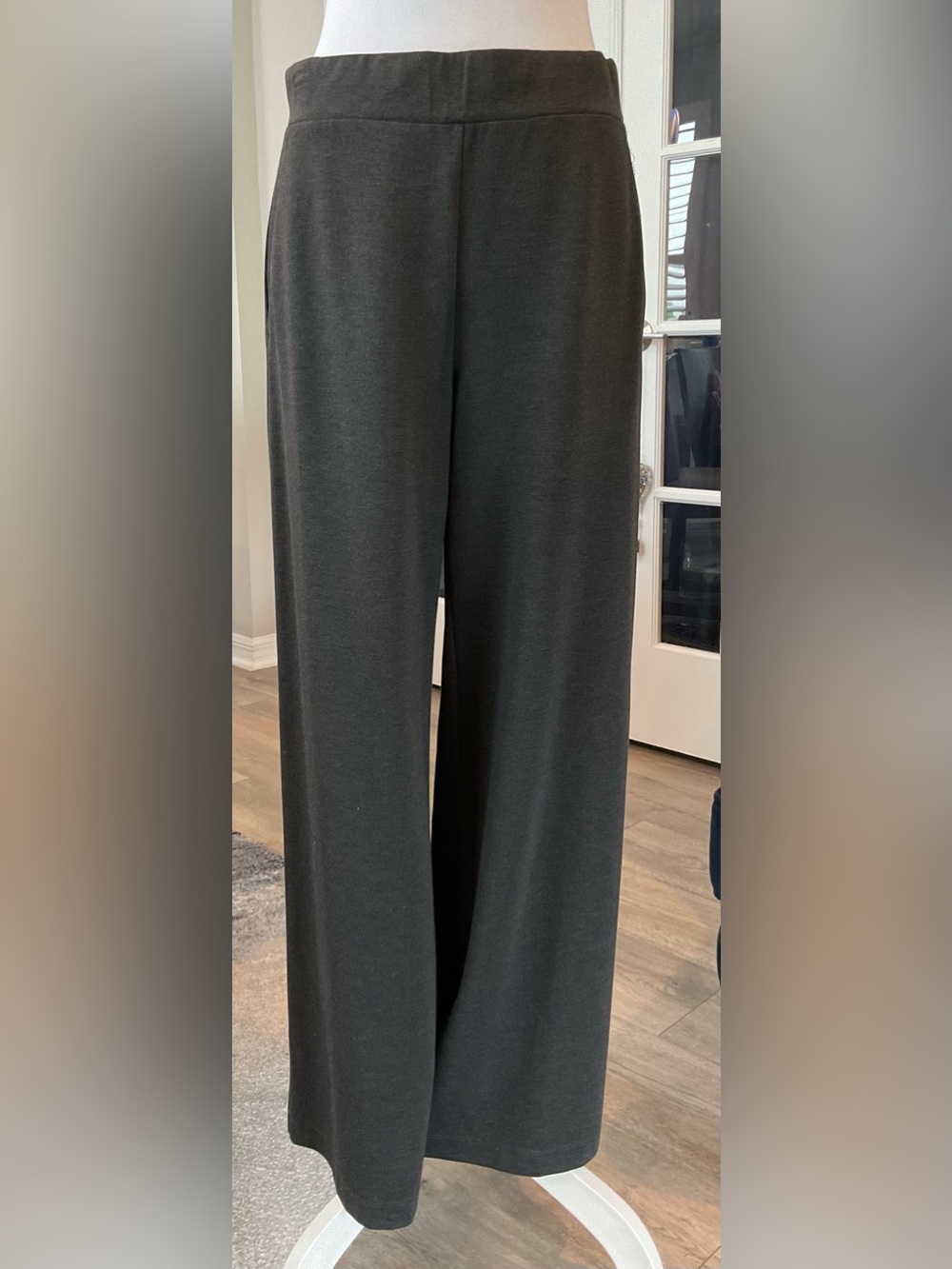 LOFT NWT Charcoal Heather Grey Wide Leg Pull-On Pants Workwear Medium M - Picture 4 of 10